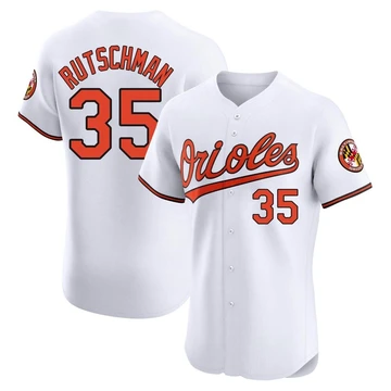 Men's Baltimore Orioles Adley Rutschman ＃35 White Elite Home Jersey