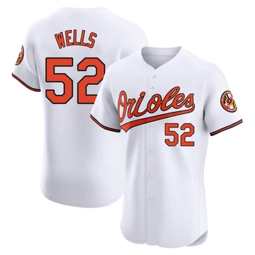 Men's Baltimore Orioles Alexander Wells ＃52 White Elite Home Jersey