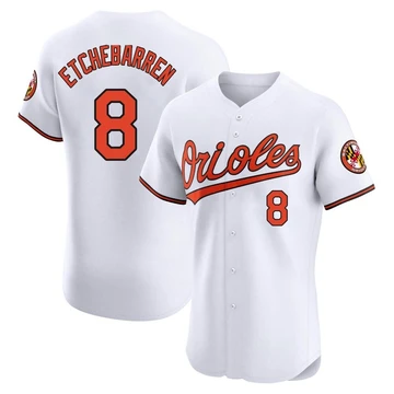 Men's Baltimore Orioles Andy Etchebarren ＃8 White Elite Home Jersey