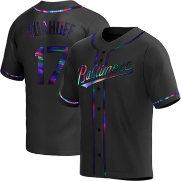 Men's Baltimore Orioles Bj Surhoff ＃17 Black Replica Holographic Alternate Jersey