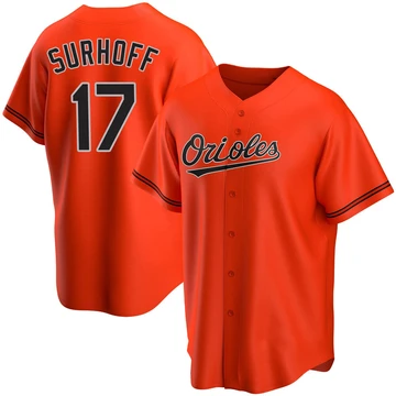 Men's Baltimore Orioles Bj Surhoff ＃17 Orange Replica Alternate Jersey