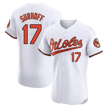 Men's Baltimore Orioles Bj Surhoff ＃17 White Elite Home Jersey