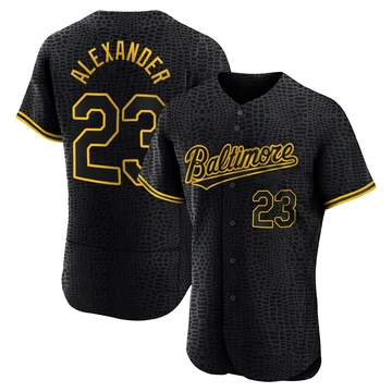 Men's Baltimore Orioles Blaze Alexander ＃23 Black Authentic Snake Skin City Jersey