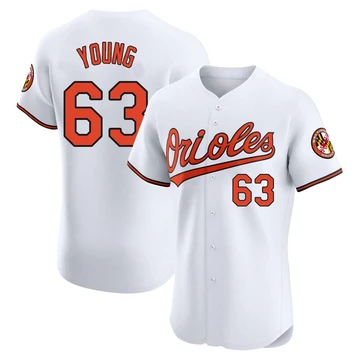 Men's Baltimore Orioles Brandon Young ＃63 White Elite Home Jersey