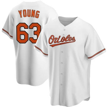 Men's Baltimore Orioles Brandon Young ＃63 White Replica Home Jersey