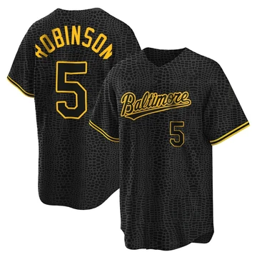 Men's Baltimore Orioles Brooks Robinson ＃5 Black Replica Snake Skin City Jersey