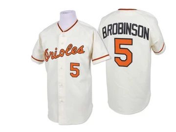 Men's Baltimore Orioles Brooks Robinson ＃5 Cream Replica Throwback Jersey