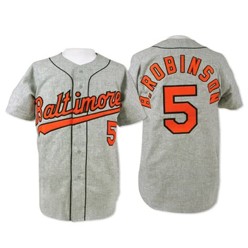 Men's Baltimore Orioles Brooks Robinson ＃5 Grey Authentic Throwback Jersey