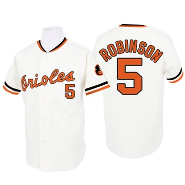 Men's Baltimore Orioles Brooks Robinson ＃5 White Authentic 1970 Throwback Jersey