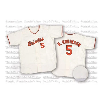 Men's Baltimore Orioles Brooks Robinson ＃5 White Authentic Throwback Jersey