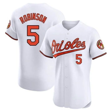 Men's Baltimore Orioles Brooks Robinson ＃5 White Elite Home Jersey