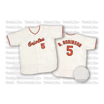 Men's Baltimore Orioles Brooks Robinson ＃5 White Replica Throwback Jersey