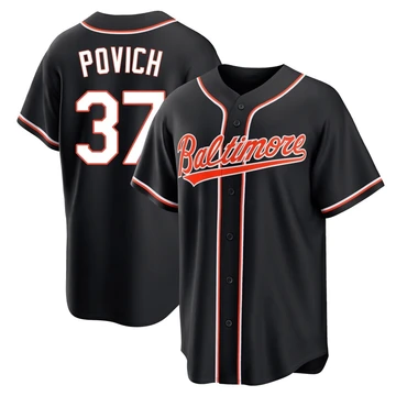 Men's Baltimore Orioles Cade Povich ＃37 Black Replica Fashion Out Jersey