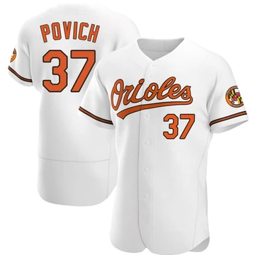 Men's Baltimore Orioles Cade Povich ＃37 White Authentic Home Jersey