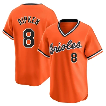 Men's Baltimore Orioles Cal Ripken ＃8 Orange Limited Cooperstown Collection Jersey
