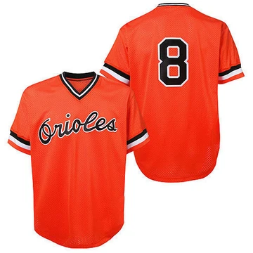 Men's Baltimore Orioles Cal Ripken ＃8 Orange Replica Throwback Jersey