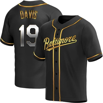 Men's Baltimore Orioles Chris Davis ＃19 Gold Replica Black en Alternate Jersey