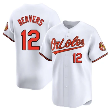 Men's Baltimore Orioles Dylan Beavers ＃12 White Limited Home Jersey