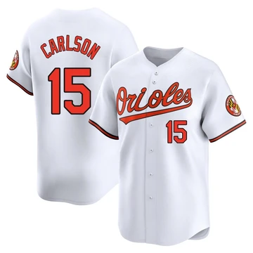 Men's Baltimore Orioles Dylan Carlson ＃15 White Limited Home Jersey