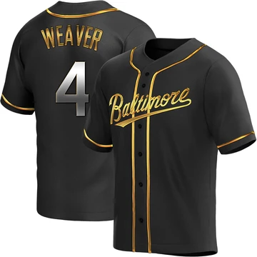 Men's Baltimore Orioles Earl Weaver ＃4 Gold Replica Black en Alternate Jersey