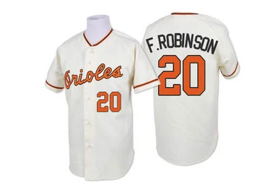 Men's Baltimore Orioles Frank Robinson ＃20 White Replica Throwback Jersey
