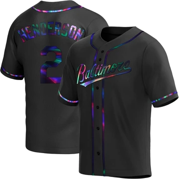 Men's Baltimore Orioles Gunnar Henderson ＃2 Black Replica Holographic Alternate Jersey