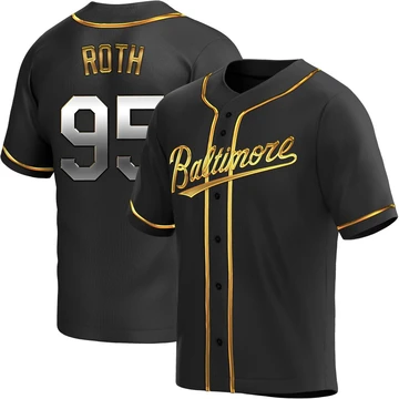 Men's Baltimore Orioles Houston Roth ＃95 Gold Replica Black en Alternate Jersey
