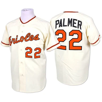 Men's Baltimore Orioles Jim Palmer ＃22 Cream Authentic Throwback Jersey