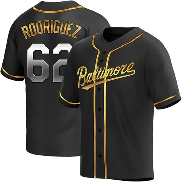 Men's Baltimore Orioles Johnathan Rodriguez ＃62 Gold Replica Black en Alternate Jersey