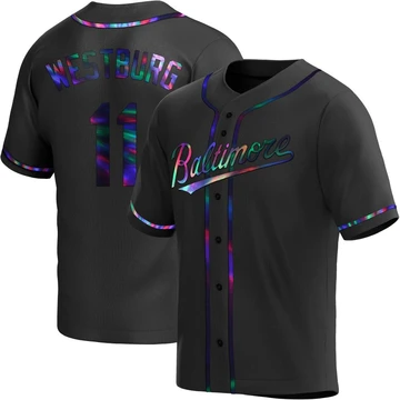 Men's Baltimore Orioles Jordan Westburg ＃11 Black Replica Holographic Alternate Jersey