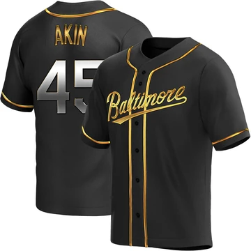 Men's Baltimore Orioles Keegan Akin ＃45 Gold Replica Black en Alternate Jersey