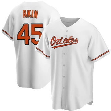 Men's Baltimore Orioles Keegan Akin ＃45 White Replica Home Jersey
