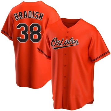 Men's Baltimore Orioles Kyle Bradish ＃38 Orange Replica Alternate Jersey