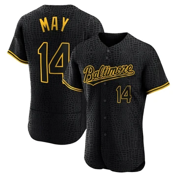 Men's Baltimore Orioles Lee May ＃14 Black Authentic Snake Skin City Jersey