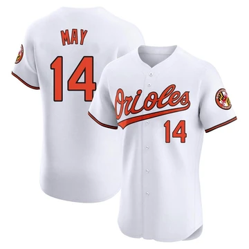 Men's Baltimore Orioles Lee May ＃14 White Elite Home Jersey