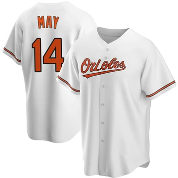 Men's Baltimore Orioles Lee May ＃14 White Replica Home Jersey