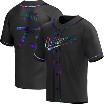 Men's Baltimore Orioles Livan Soto ＃73 Black Replica Holographic Alternate Jersey