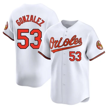 Men's Baltimore Orioles Luis Gonzalez ＃53 White Limited Home Jersey