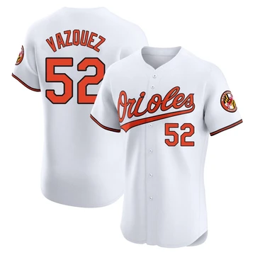 Men's Baltimore Orioles Luis Vazquez ＃52 White Elite Home Jersey