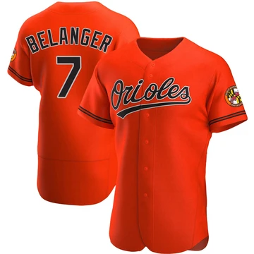 Men's Baltimore Orioles Mark Belanger ＃7 Orange Authentic Alternate Jersey