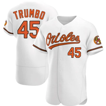 Men's Baltimore Orioles Mark Trumbo ＃45 White Authentic Home Jersey