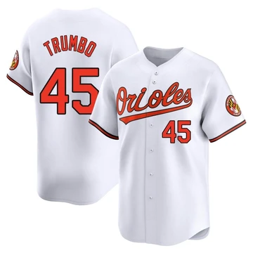 Men's Baltimore Orioles Mark Trumbo ＃45 White Limited Home Jersey