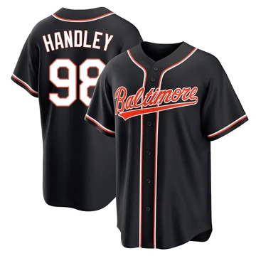 Men's Baltimore Orioles Maverick Handley ＃98 Black Replica Fashion Out Jersey