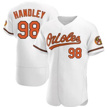 Men's Baltimore Orioles Maverick Handley ＃98 White Authentic Home Jersey