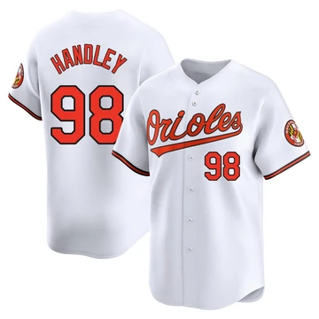 Men's Baltimore Orioles Maverick Handley ＃98 White Limited Home Jersey