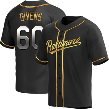 Men's Baltimore Orioles Mychal Givens ＃60 Gold Replica Black en Alternate Jersey
