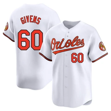 Men's Baltimore Orioles Mychal Givens ＃60 White Limited Home Jersey