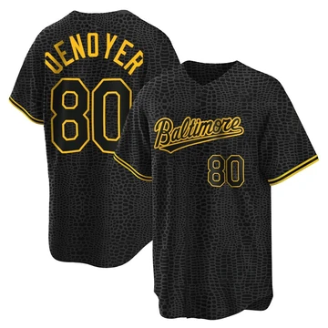 Men's Baltimore Orioles Noah Denoyer ＃80 Black Replica Snake Skin City Jersey