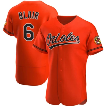 Men's Baltimore Orioles Paul Blair ＃6 Orange Authentic Alternate Jersey