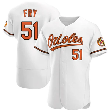 Men's Baltimore Orioles Paul Fry ＃51 White Authentic Home Jersey